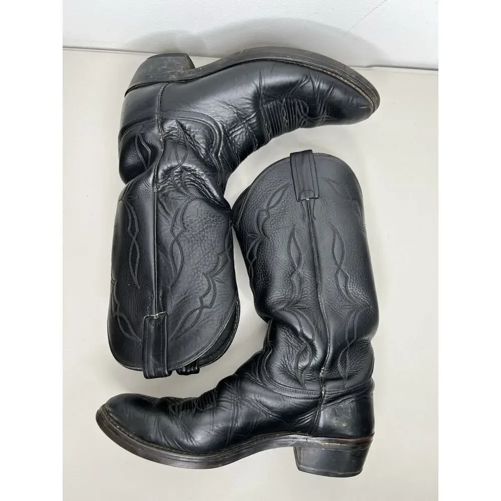 Dan Post Cowboy Boots Black Leather Men’s Size 9 D Style 6621